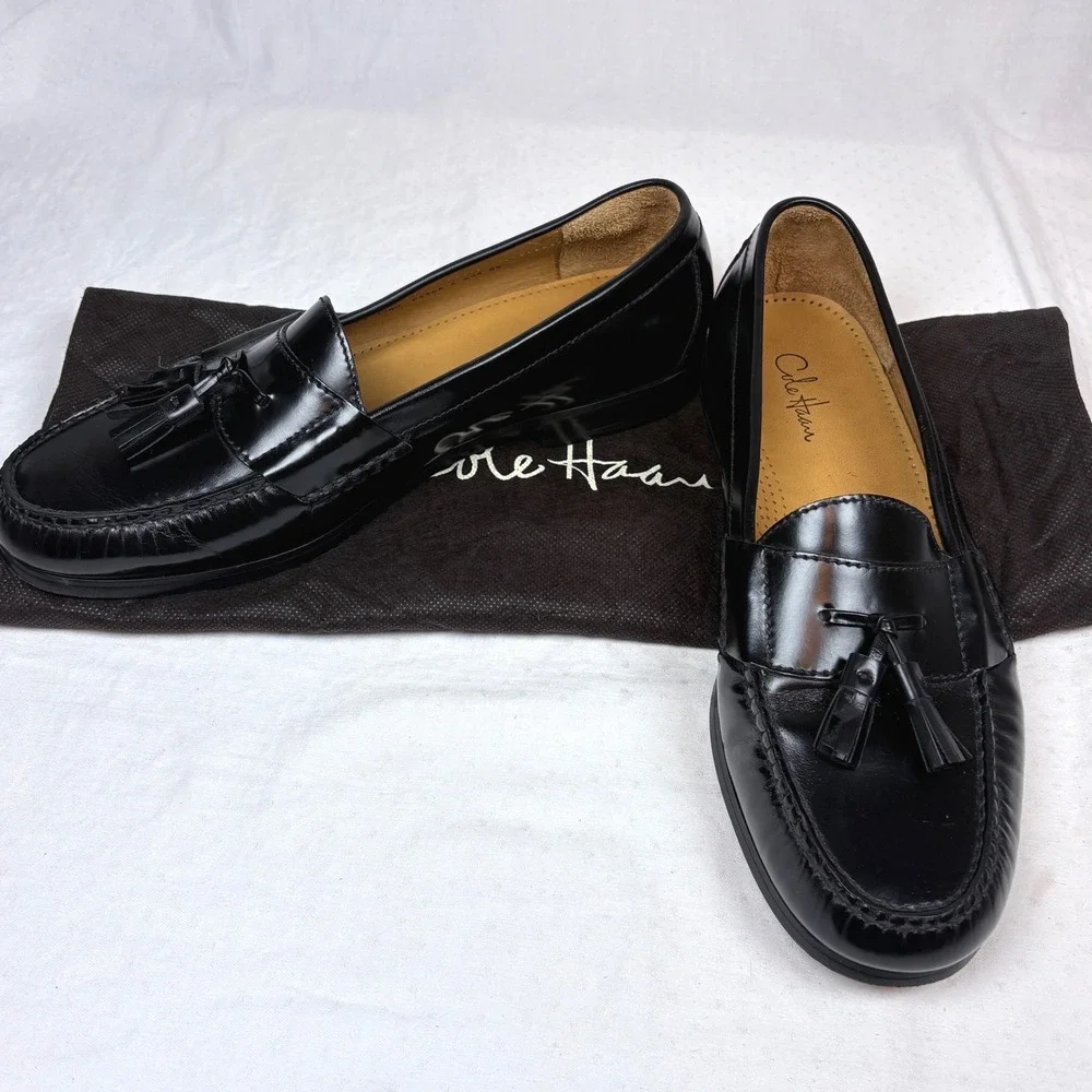 Cole Haan Mens Pinch Tassel Loafers 03506 Black Leather Dress Shoes 11.5 D